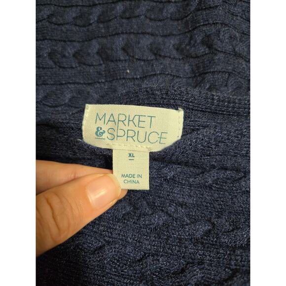 Market & Spruce xl women's navy blue knit sweater 3/4 sleeves - Picture 4 of 7
